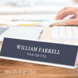 Klassieke Professionele Traditionele Blauw-Zwart W Bureau Naambordje