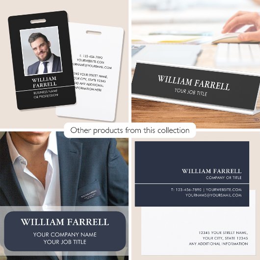 Klassieke Professionele Traditionele Blauw-Zwart W Naamplaatje