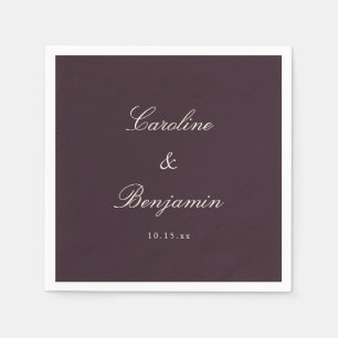 Klassieke pruim script elegante trouwdatum naam servet
