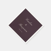 Klassieke pruim script elegante trouwdatum naam servet (Hoek)