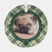 Klassieke Pset's eerste kerstfoto van Pet Glas Ornament (Voorkant)