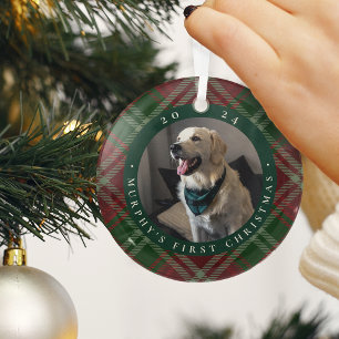 Klassieke Pset's eerste kerstfoto van Pet Glas Ornament