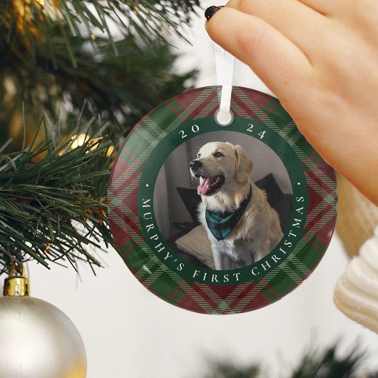 Klassieke Pset's eerste kerstfoto van Pet Glas Ornament