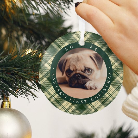 Klassieke Pset's eerste kerstfoto van Pet Glas Ornament