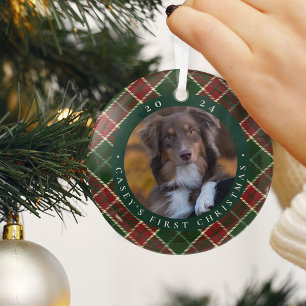 Klassieke Pset's eerste kerstfoto van Pet Glas Ornament