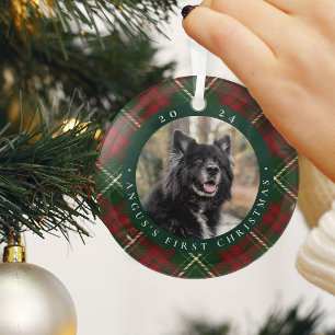 Klassieke Pset's eerste kerstfoto van Pet Glas Ornament