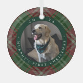 Klassieke Pset's eerste kerstfoto van Pet Glas Ornament (Voorkant)