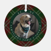 Klassieke Pset's eerste kerstfoto van Pet Glas Ornament (Achterkant)
