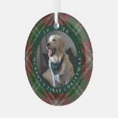 Klassieke Pset's eerste kerstfoto van Pet Glas Ornament (Voorkant links)