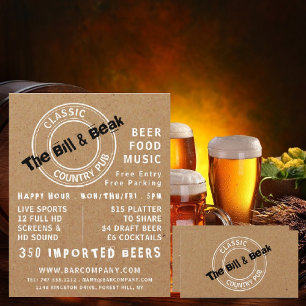 Klassieke Pub Logo in het land, Pub/Brouwery Visitekaartje