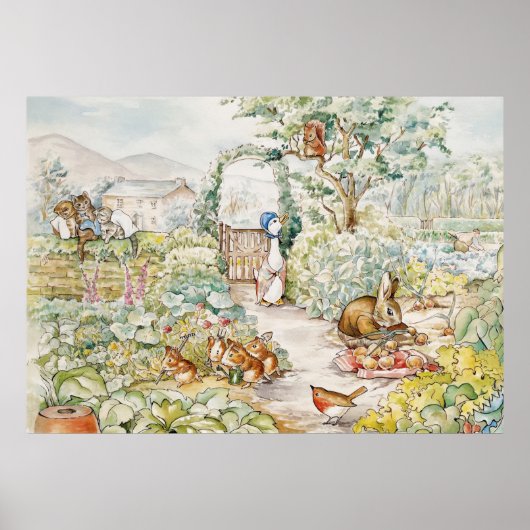 Klassieke Puddle Eend in moestuin Poster (Voorkant)
