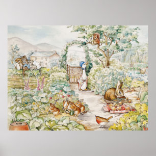 Klassieke Puddle Eend in moestuin Poster