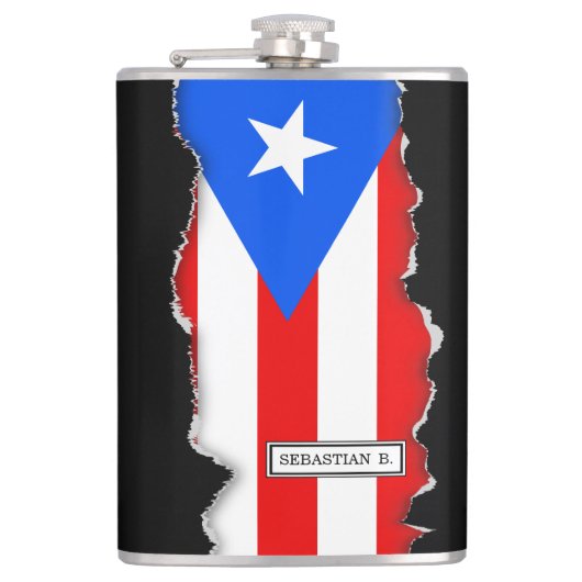 Klassieke Puerto Ricaanse vlag Heupfles (Voorkant)