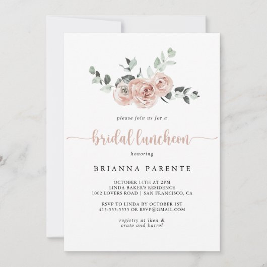 Klassieke puine roze roze roze oranje bridal lionc kaart (Voorkant)