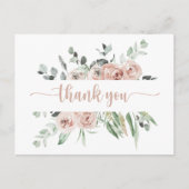 Klassieke puinroze roze roze bloem Dank je Briefkaart (Voorkant)