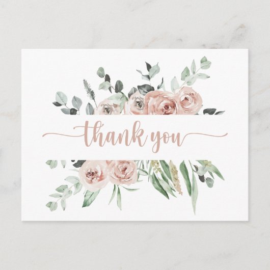 Klassieke puinroze roze roze bloem Dank je Briefkaart (Voorkant)