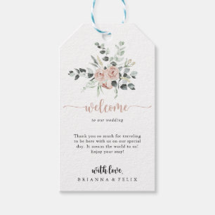 Klassieke puinroze roze roze brander welkom voor b cadeaulabel