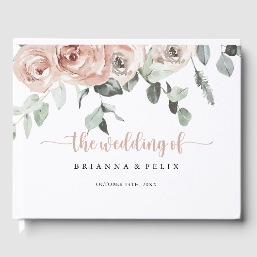 Klassieke puinroze roze roze bruiloft gastenboek (Voorkant)