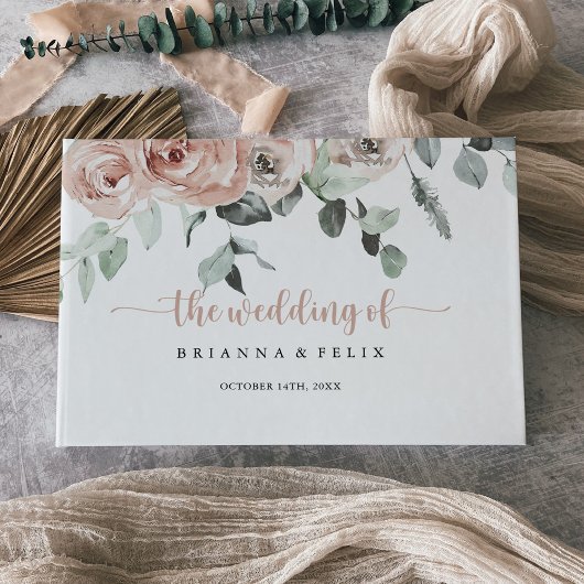 Klassieke puinroze roze roze bruiloft gastenboek