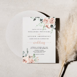 Klassieke puinroze roze roze bruiloft kaart