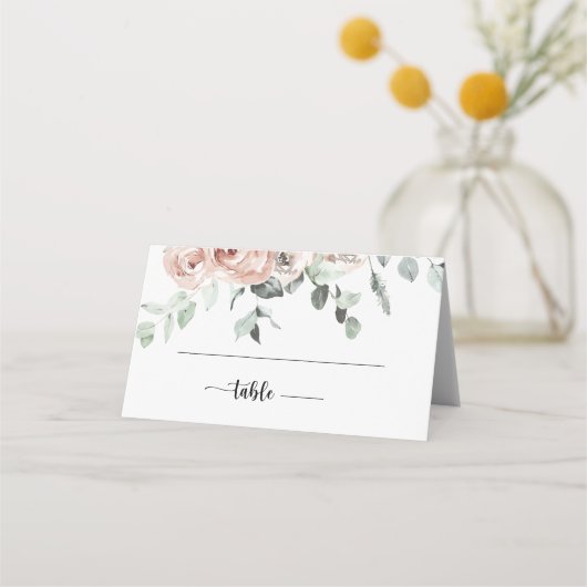 Klassieke puinroze roze roze bruiloft plaatskaartje (Voorkant)