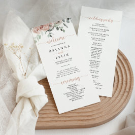 Klassieke puinroze roze roze bruiloft programmakaart