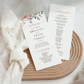 Klassieke puinroze roze roze bruiloft programmakaart