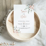 Klassieke puinroze roze roze bruiloft save the date<br><div class="desc">Deze klassieke,  stoffige roze roze roze roze bruiloft is perfect voor een rustige bruiloft. Het ontwerp is voorzien van elegante roze roze waterverven en groene bladeren,  die goed zijn samengevoegd tot prachtige boekjes.</div>