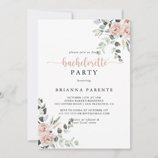 Klassieke puinroze roze roze roze brachelorette kaart (Voorkant)