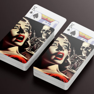 Klassieke Pulp Horror Vrouw Pokerkaarten