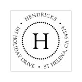 Klassieke puntcirkel-monogram retouradres zelfinktende stempel (Design)