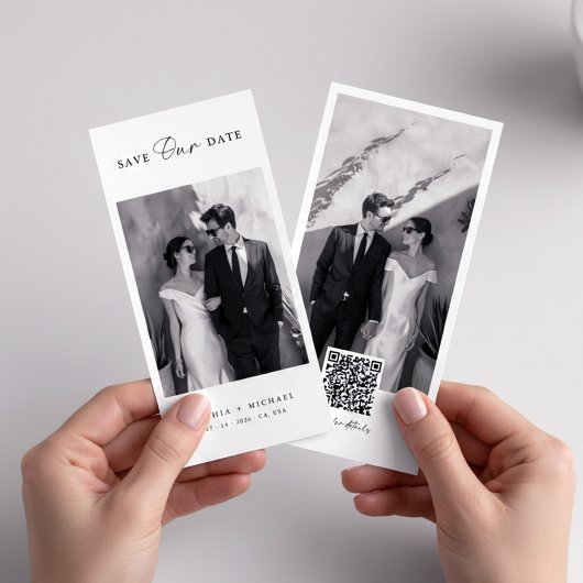 Klassieke QR-code bladwijzer foto bruiloft Save The Date