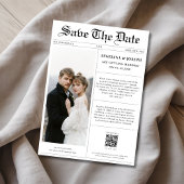 Klassieke QR Code Krant Trouwfoto Save The Date