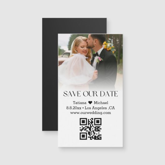 klassieke qr-code save the date vervaagde foto mag (Voorkant / Achterkant)