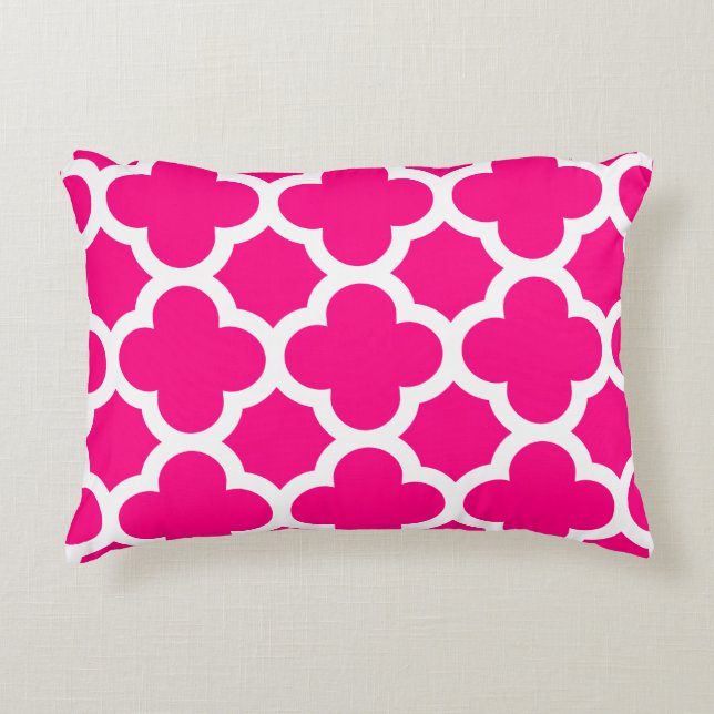 Klassieke Quatrefoil Accent Pillow - Hot Pink Kussen (Voorkant)