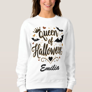 Klassieke Queen of Halloween Custom Name Shirt
