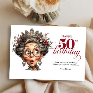Klassieke Quirkyl Dame 50e Verjaardag Whimsical Ka Kaart