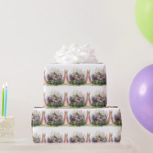 Klassieke Rabbi in blauwe jas Eerste verjaardag Cadeaupapier