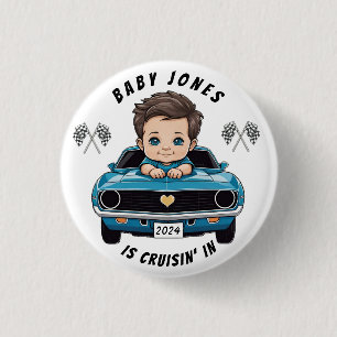 Klassieke Race Auto Baby Jongen Cruisen 'In Douche Ronde Button 3,2 Cm