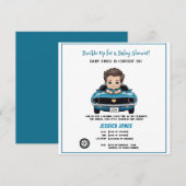 Klassieke Race Auto Baby Jongen Cruisen 'In Douche Save The Date (Voorkant / Achterkant)