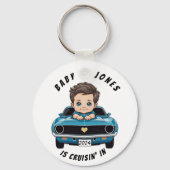 Klassieke Race Auto Baby Jongen Cruisen 'In Douche Sleutelhanger (Voorkant)