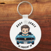 Klassieke Race Auto Baby Jongen Cruisen 'In Douche Sleutelhanger (Voorkant)