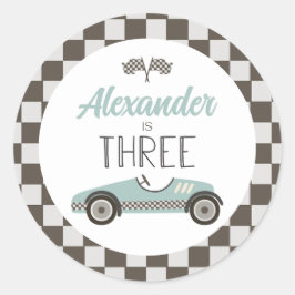 Klassieke raceauto drie verjaardag ronde sticker