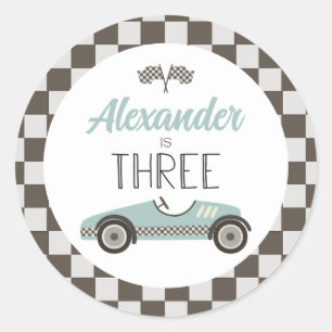 Klassieke raceauto drie verjaardag ronde sticker