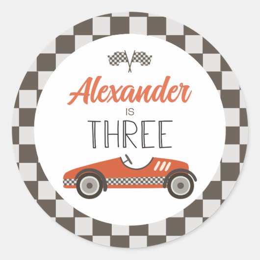 Klassieke raceauto drie verjaardag ronde sticker (Voorkant)