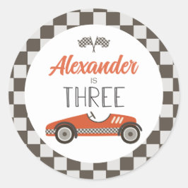 Klassieke raceauto drie verjaardag ronde sticker