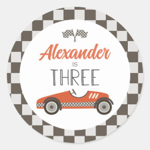 Klassieke raceauto drie verjaardag ronde sticker
