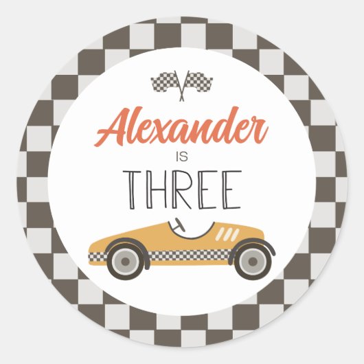 Klassieke raceauto drie verjaardag ronde sticker (Voorkant)