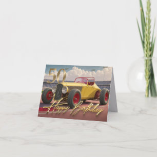 Klassieke raceauto Gelukig 50ste Kaart
