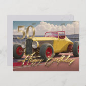 Klassieke raceauto Happy 50th Briefkaart (Voorkant / Achterkant)